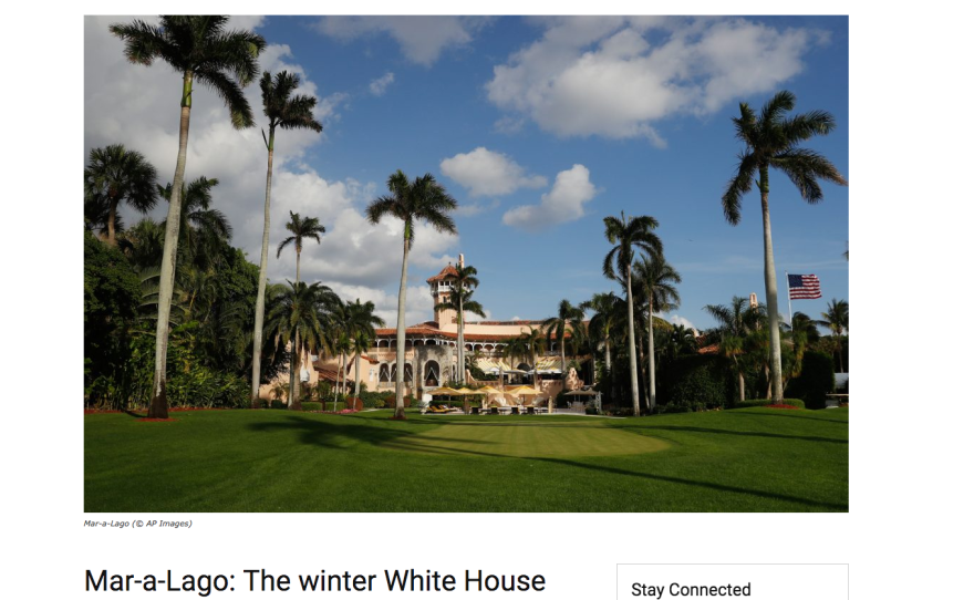 ShareAmerica.gov, a State Department website, shared an article promoting Mar-a-Lago, President Trump's golf club and resort in Palm Beach, Fla.
