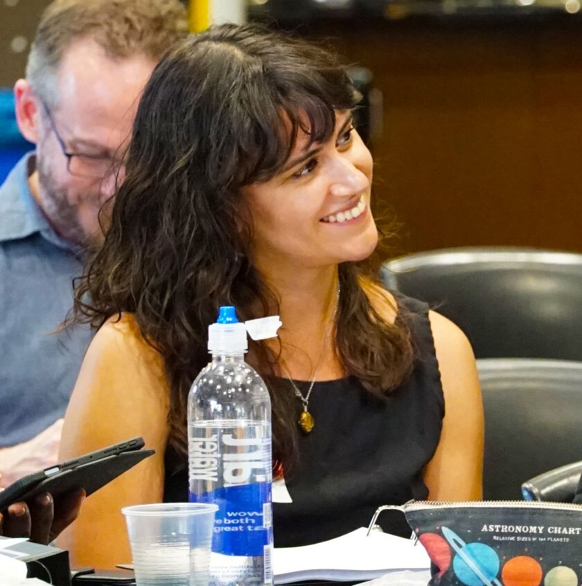 Playwright Noelle Viñas is shown during rehearsals for La Jolla Playhouse's production of her play "Derecho," on stage through Aug. 18, 2024.