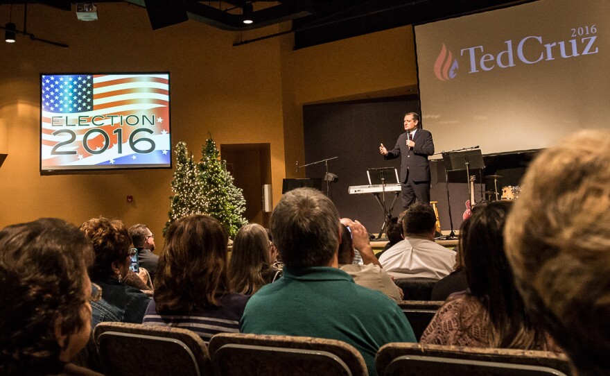 Senator Ted Cruz is a guest during a morning service at Christian Life Assembly of God in Des Moines on Nov. 29, 2015.