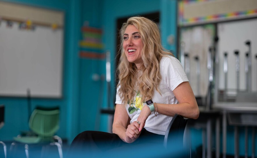 Nicole Lynn is a teacher at Bregy. She worked with a class of third graders to design their future schoolyard. She says those kids will be eighth graders in the fall, and hopefully will get to graduate from the outdoor stage they helped create.
