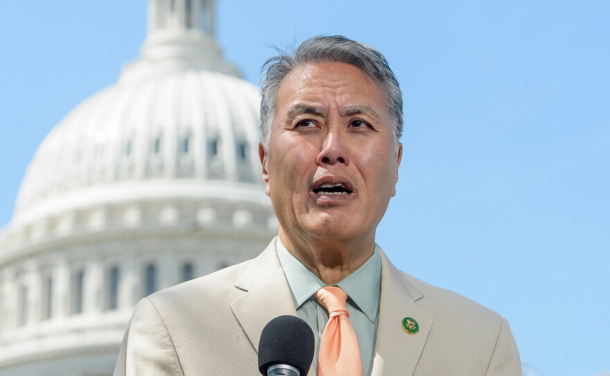 Rep. Mark Takano, D-Calif., speaks on Capitol Hill in 2025.