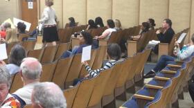 San Diegans wait to speak at a Charter Review Committee meeting on June 11, 2015.