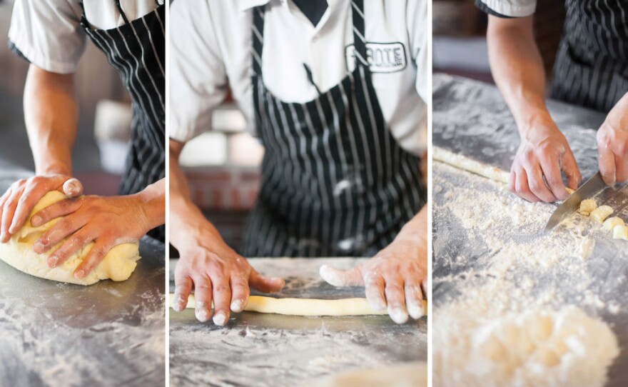 Nick Strawhecker makes the gnocchi for his Braised Chicken Soup with Potato Gnocchi and Morel Mushrooms, a recipe featured in New Prairie Kitchen.