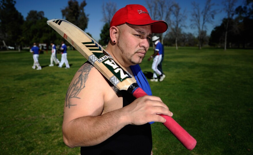 Sergio Pinales packs up after a training session with his Compton cricket teammates at Woodley Cricket Field on Jan. 28, 2011 in Los Angeles.