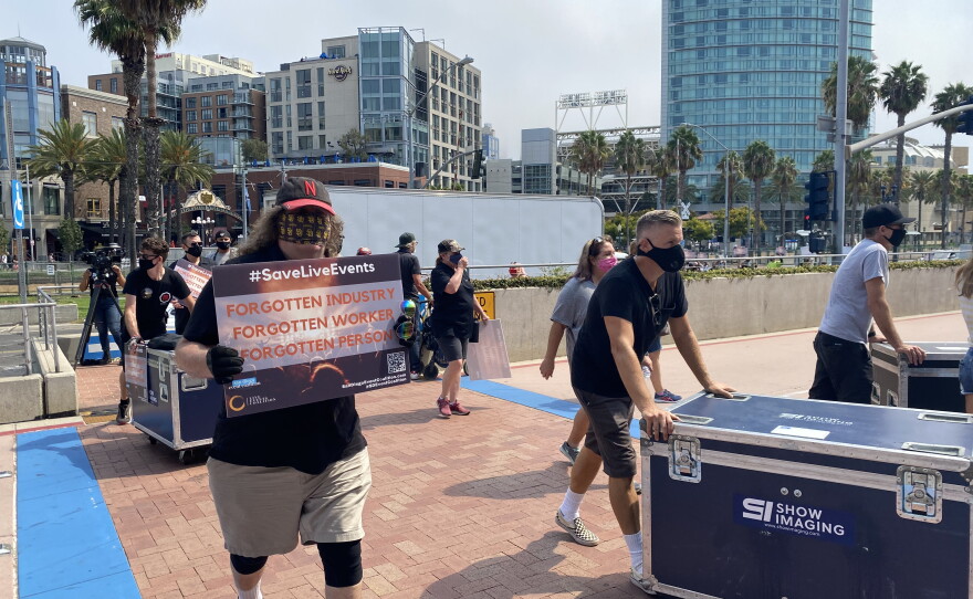 With Empty Gear, San Diego Events Workers March To Spotlight Industry's  Hardship | KPBS Public Media
