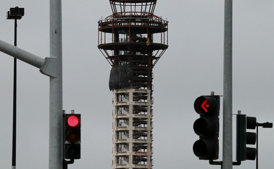 Construction crews working on a new FAA air traffic control tower at Oakland International Airport were told to stop working after the House of Representatives refused to reauthorize routine funding of the Federal Aviation Administration. A deal to restore funding was reached Thursday.