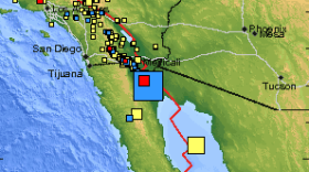 This USGS map shows the size and location of a moderate earthquake that struck near Baja California on August 14, 2010.