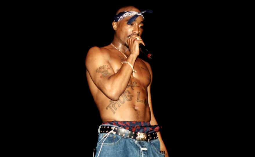 Rapper Tupac Shakur performs at the Regal Theater in Chicago, Illinois in March 1994.