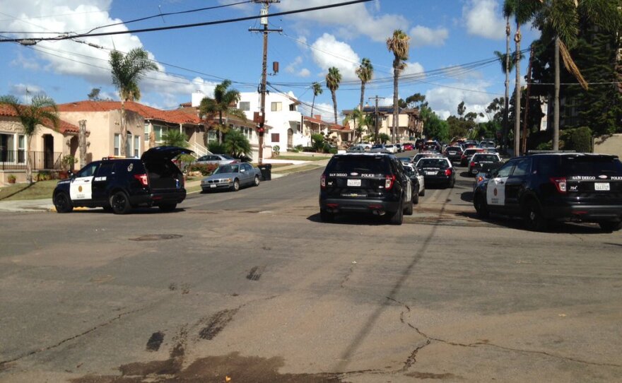 San Diego police respond to an incident at an apartment complex in Bankers Hill, Nov. 4, 2015.