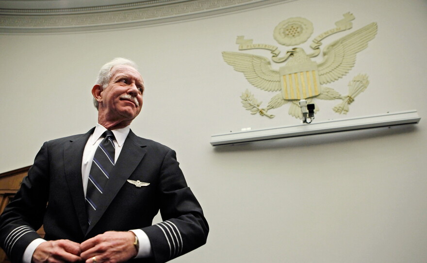US Airways Capt. Chesley "Sully" Sullenberger prepares to testify before a House Judiciary subcommittee on Capitol Hill on Dec. 16, 2009.
