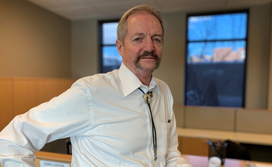 Acting BLM Director William Perry Pendley stands in the mostly empty suite of offices at the agency's new planned headquarters in Grand Junction, Colo.