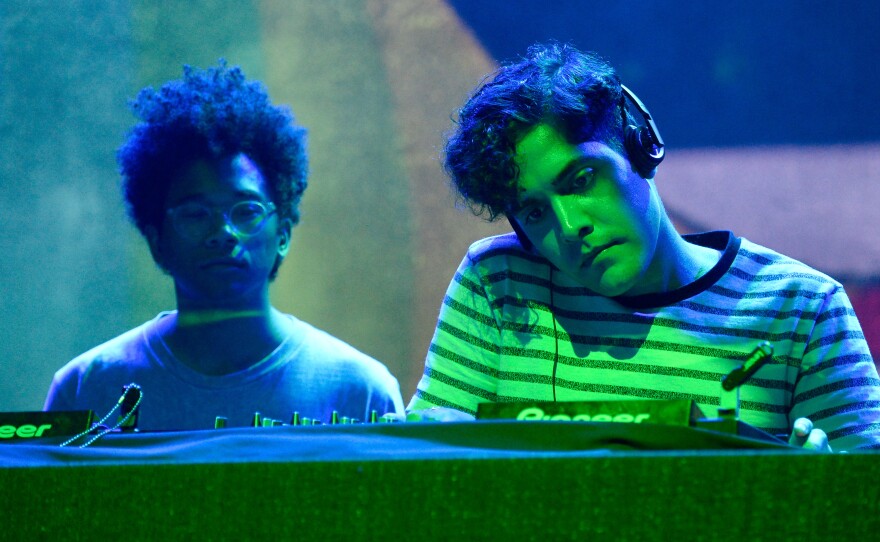 Palomo (right) performs with Toro y Moi at Sundance NEXT FEST in 2015.
