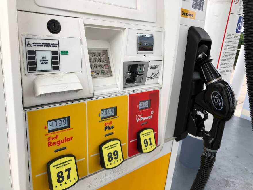 A gas pump at a gas station in Rancho Penasquitos, Calif. Nov. 16, 2021.