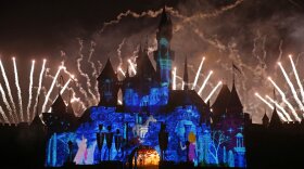 Fireworks explode over the Sleeping Beauty Castle during a ceremony at the Hong Kong Disneyland, in this file photo dated Sept. 11, 2015.