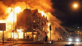 A large fire breaks out in shops and residential properties in Croydon on August 9, 2011 in London, England. Sporadic looting and clashes with police continue for a third day in parts of the capital after the killing of the 29-year-old father of four Mark Duggan by armed police in an attempted arrest on August 4. 