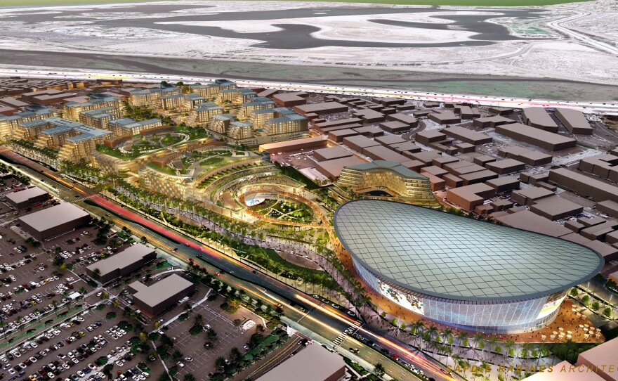 A rendering shows how the "Midway Rising" plan would redevelop the 48-acre Sports Arena property.