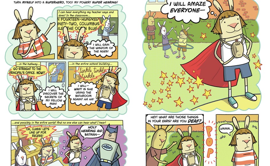 Pages from <em>El Deafo</em> by Cece Bell. <a href="http://media.npr.org/assets/img/2014/12/11/eldeafo_txt_page3_custom.jpg" target="_blank">Click here to enlarge.</a>