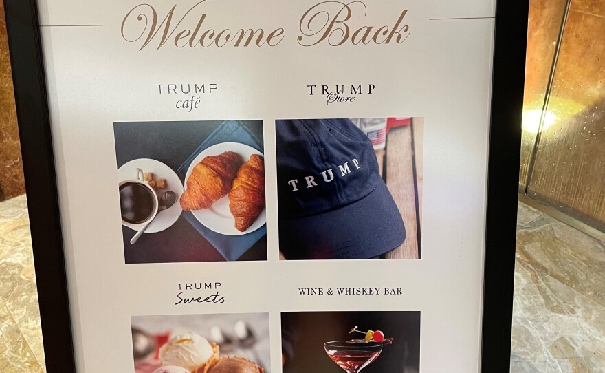 On a recent day at Trump Tower, the escalator going up from the first floor was roped off and small ground-level shops had been converted to display windows for Trump-branded merchandise.
