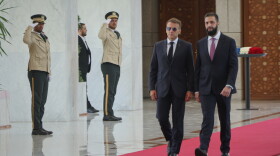 Syrian President Ahmad al-Sharaa, right, meets French President Emmanuel Macron at the presidential palace in Damascus, Syria on Tuesday.