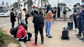 Migrants and asylum seekers in San Diego after traveling from different parts of the world in an undated photo.