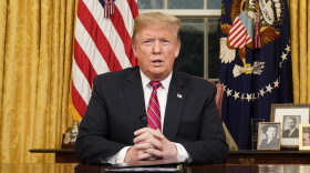 President Donald Trump speaks from the Oval Office of the White House as he gives a prime-time address about border security Tuesday, Jan. 8, 2018. 