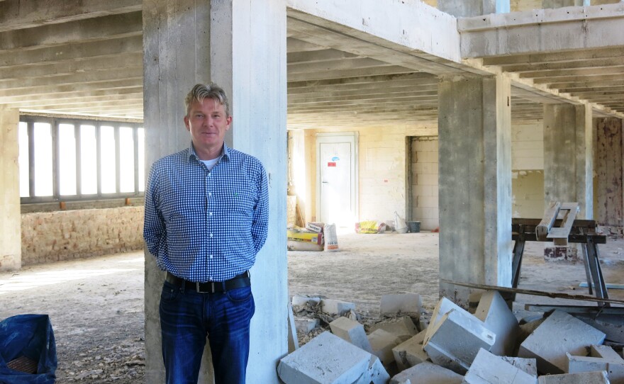 Developer Ernst Ulrich Busch says the former solarium is his favorite spot in the former "Strength Through Joy" building he's refurbishing. He plans to convert the solarium into two-story apartments.
