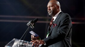 NFL Legend Monte Coleman announces a selection for the Washington Football Team during the 2nd round of the NFL football draft, Friday April 29, 2021, in Cleveland.