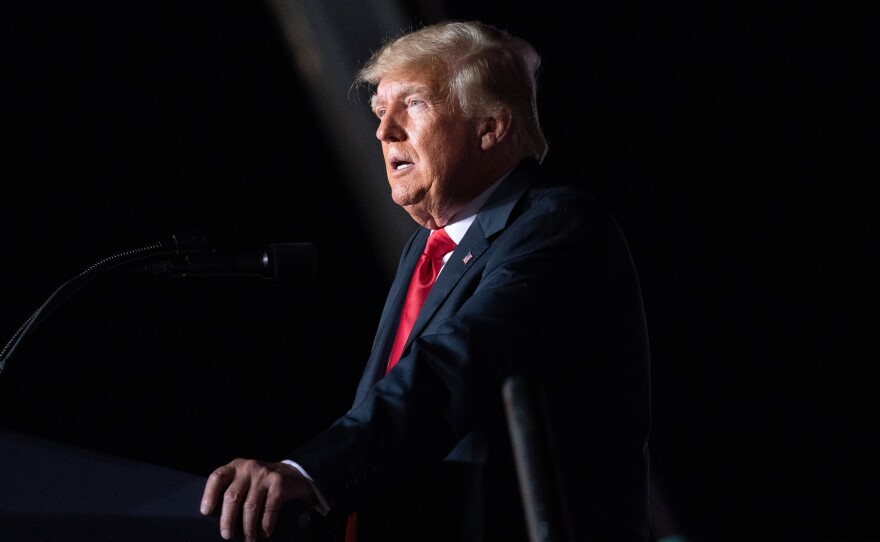 Former President Donald Trump speaks at a rally on Sept. 25, 2021 in Perry, Georgia.