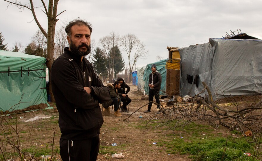Tareq Abu Hatim, from Homs, Syria, lives just outside the perimeter of Sombor camp in Serbia's north, and has been on the road for the past year and a half. He says he paid more than $8,300 in his attempt to reach the EU, selling his house and receiving financial help from his friends and family.