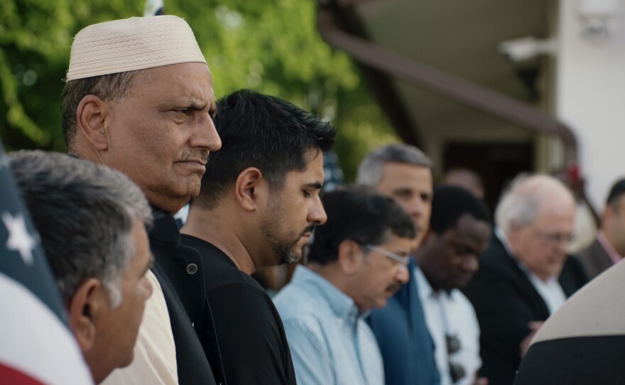 Victoria Islamic Center members gather for the groundbreaking ceremony for their new mosque.