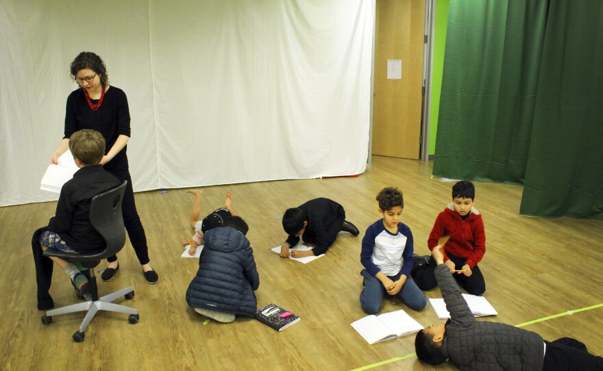 Students rehearse a play at Khan Lab School.