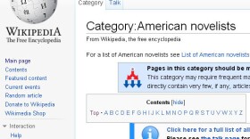 The <a href="http://en.wikipedia.org/w/index.php?title=Category:American_novelists">"American novelists</a>" category on Wikipedia now includes a controversial subcategory: "<a href="http://en.wikipedia.org/wiki/Category:American_women_novelists">American women novelists</a>."