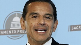 In this April 16, 2013 file photo, then Los Angeles Mayor Antonio Villaraigosa speaks before the Sacramento Press Club in Sacramento, Calif. 
