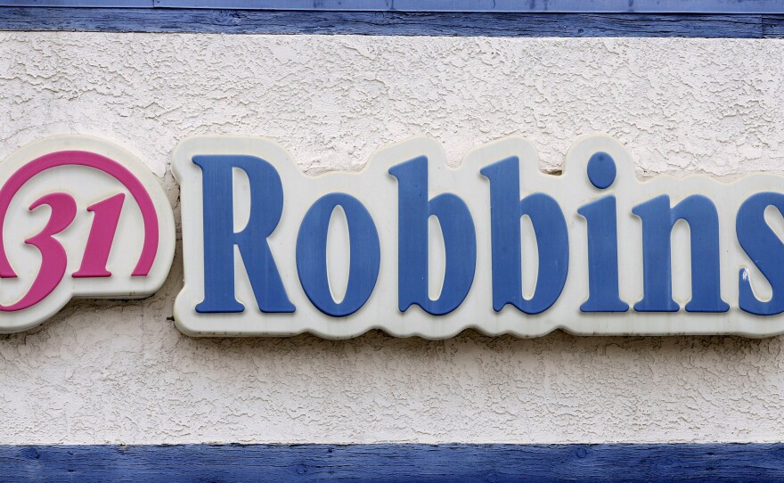 A sign for the Baskin-Robbins ice-cream store in Los Angeles.