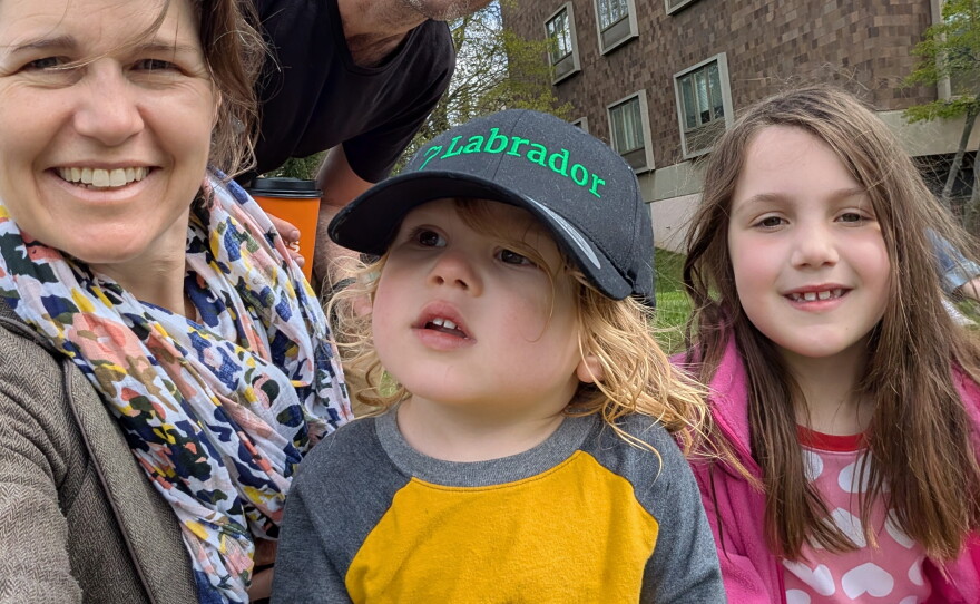 The Rev. Hilary Streever takes a selfie with her husband, David, and two children.