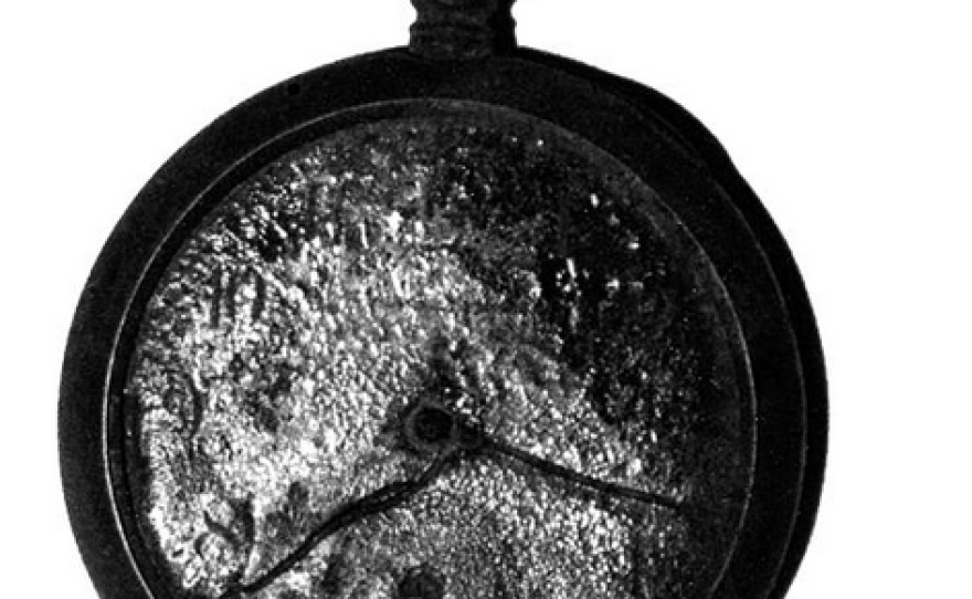 This undated photo shows the last item remaining from Shinji Mikamo's home after the atomic bomb was dropped on Hiroshima. It was later stolen while on display at the United Nations.