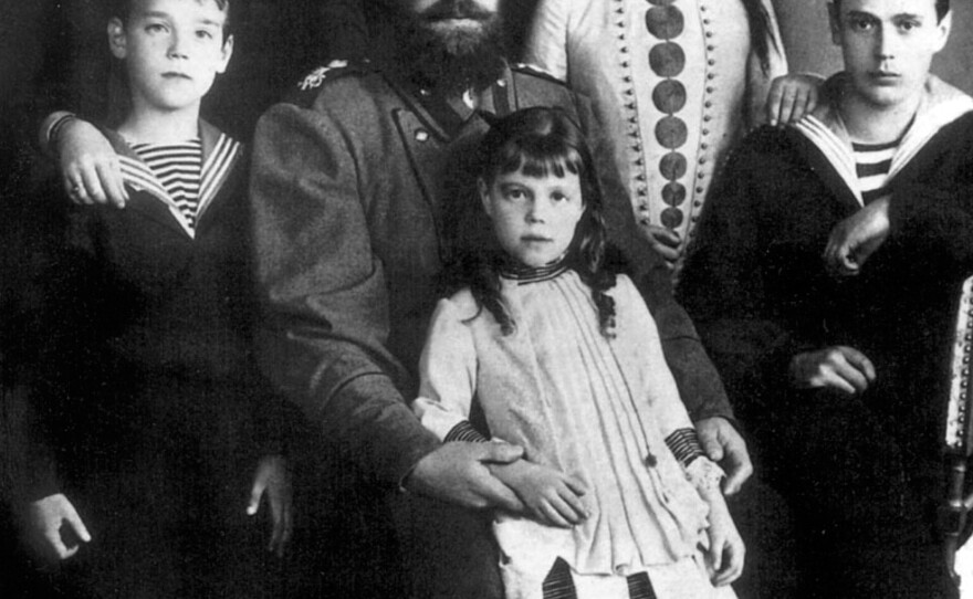 Tsar Alexander III and his wife Maria Feodorovna posed for a photo in about 1885 with their children, including son Nicholas II, the future tsar, standing in back. Alexander went by the title "Emperor and Autocrat of All the Russias." His reign was conservative and repressive.