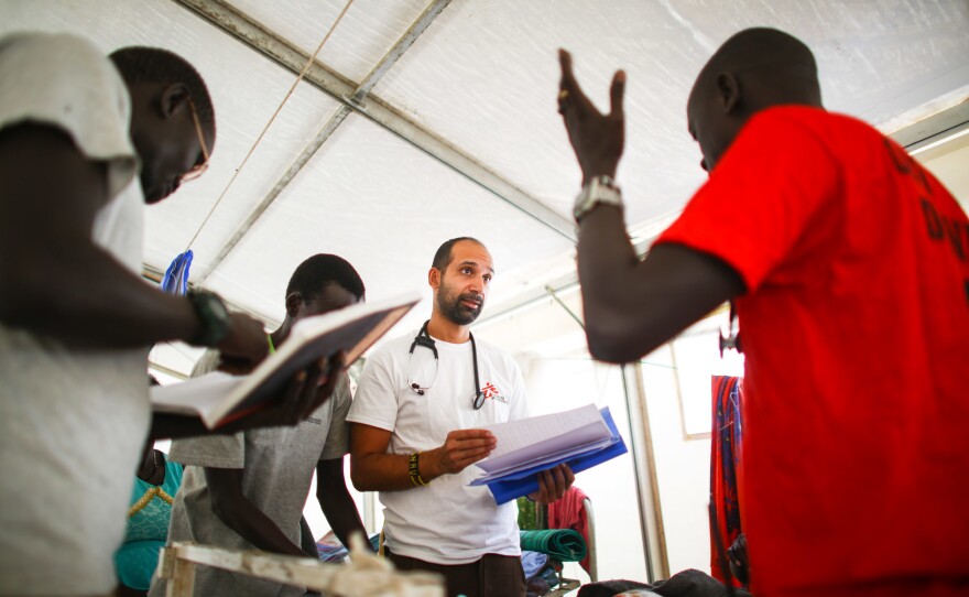 Dr. Navpreet Sahsi, an emergency room physician from Toronto, on his daily rounds.