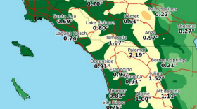 This map of San Diego County shows rainfall predictions from back-to-back storms moving through the region on Wednesday and Thursday, Jan. 11, 2017.