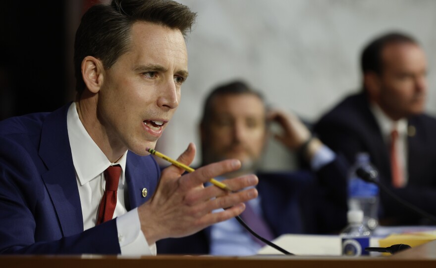 Sen. Josh Hawley, R-Mo., questions Supreme Court nominee Judge Ketanji Brown Jackson during her confirmation hearing on March 22.