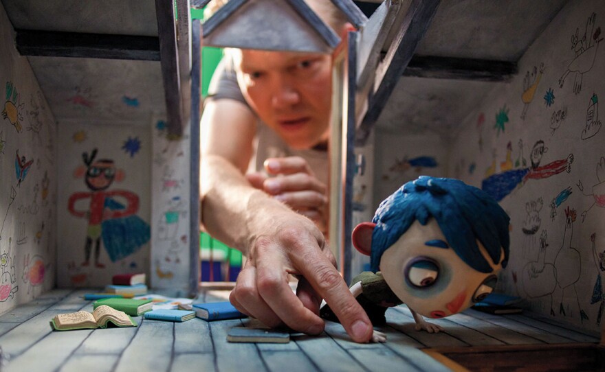 Brian Leif Hansen animates a model of the young protagonist on the set of "My Life as a Zucchini."