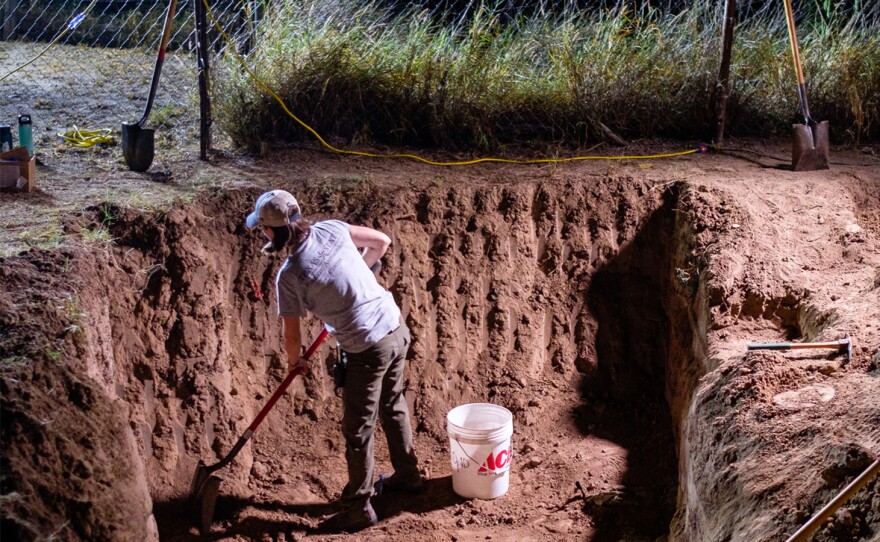 Dr. Kate Spradley, professor of Anthropology at Texas State University, leads a team of anthropology students in exhuming and identifying the remains of migrants buried on the southern border of Texas. Referring to the Argentine Forensic Anthropology Team, who serve as a model for her work, she says, <i>"they have a process that has such dignity and respect. We wanted to just replicate what they did."</i>