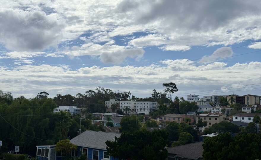 Clouds fill the sky over North Park, San Diego on Oct. 21, 2026.