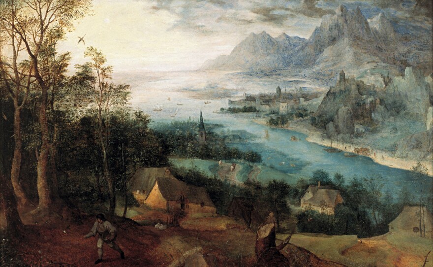 Pieter Brueghel the Elder's 1557 painting, "The Parable of the Sower" is part of the Timken Museum of Art's collection, and is the inspiration for Tatiana Ortiz-Rubio's mural-in-progress, "In Blue Time."