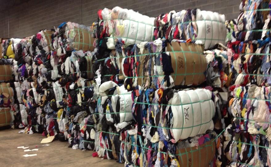 Bales of used clothing are seen at Mac Recycling near Baltimore. Textile recycling is a huge international business, and a small facility like Mac ships about 80 tons of clothes each week to buyers around the world.