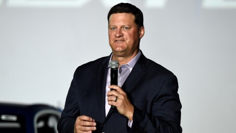 Steve O'Donnell, executive vice president of NASCAR, talks about the Next Gen Cup Cars that will be used in the 2022 season during the NASCAR media event in Charlotte, N.C., Wednesday, May 5, 2021.