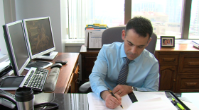 John Valencia, the director of San Diego's Office of Homeland Security, works in his office on Feb. 18, 2015.