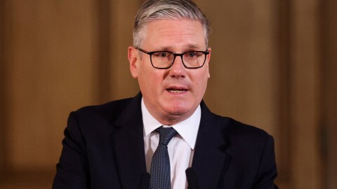 Britain's Prime Minister Keir Starmer speaks, during a meeting with leaders from across society to discuss tackling antisemitism, at Downing Street in London, Tuesday, May 5, 2026.