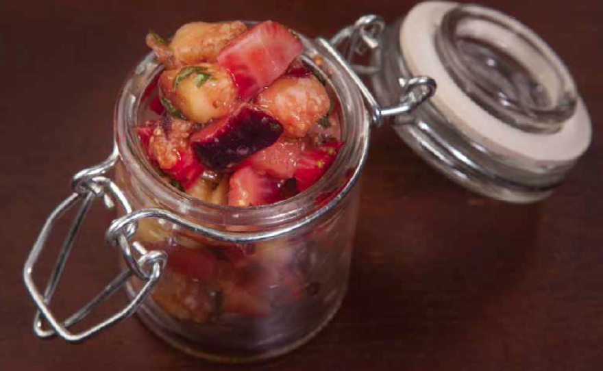 Pictured is fig-strawberry relish from cookbook "Build Your Own Burger: BYOB" by chef Jeff Rossman.