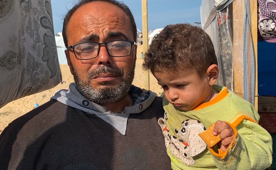 Ayman Bar has 13 children. One tent for his family has cost 500 shekels so far and doesn't yet have a quality roof. "It's been 10 days since I last had a shower," he said. "All I want is to live in dignity and freedom and be back home, if only it is still standing."